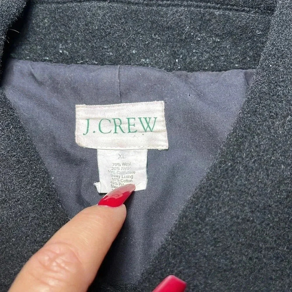 J Crew Wool Pea Coat Double Breasted Black Classic Military - Picture 9 of 13